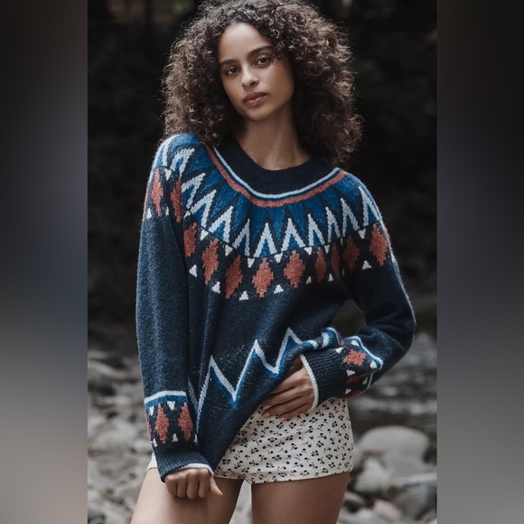NWT! Anthropologie Sundry Fairisle Sweater - Size XL 🎾 - Picture 1 of 6